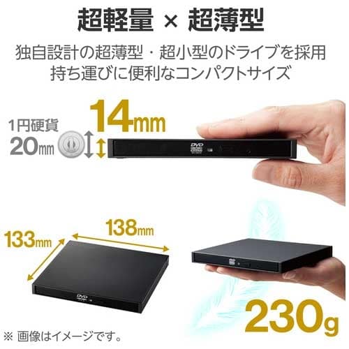 ロジテック 外付DVDドライブ読込ソフト LDV-PWA8U3CNBK(ご注文単位1個)【直送品】