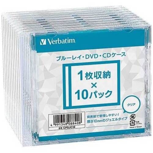 Verbatim BD・DVD・CDケース10mm CPSJC10 10枚×10パック/セット（ご注文単位1セット）【直送品】