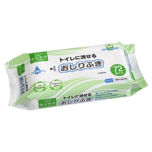 MISM トイレに流せるおしりふき 72枚/パック（ご注文単位1パック）【直送品】