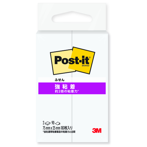 スリーエム ジャパン Post-it強粘着75×25mm 500SS-W ホワイト 2パッド/個（ご注文単位1個）【直送品】