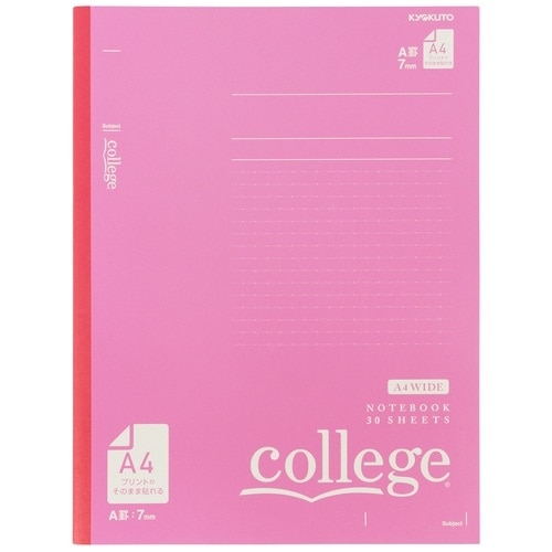 キョクトウ College A4ワイド ヨコ37行 ピンク CLW3（ご注文単位1個）【直送品】