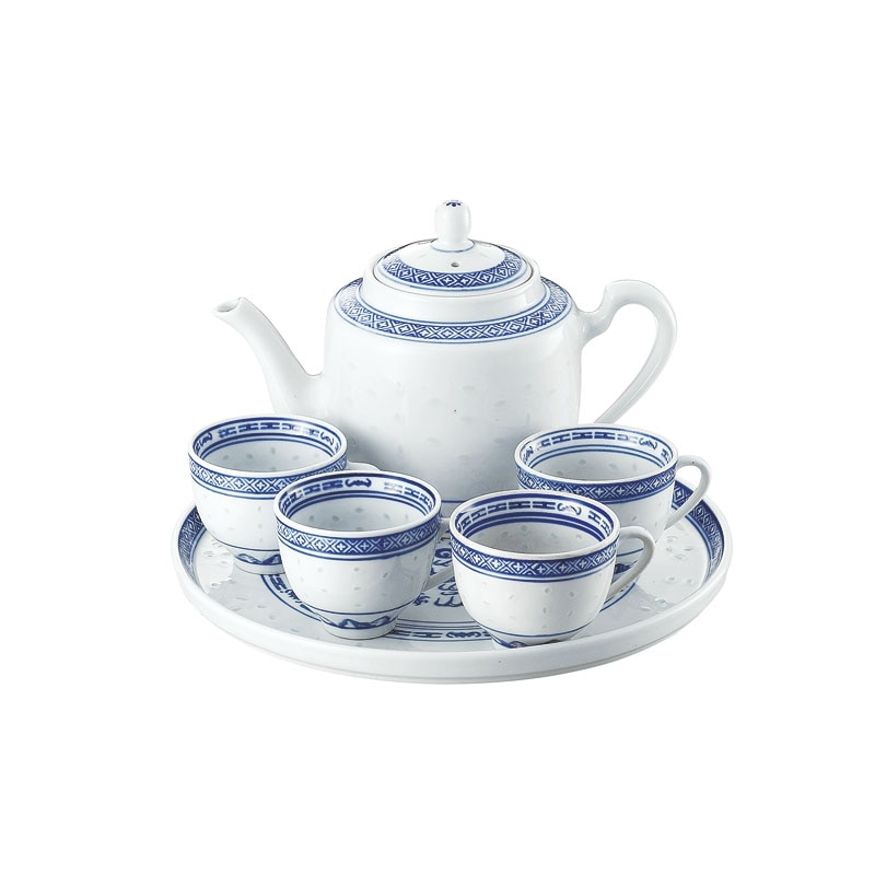 ホタル陶器(花) 6斗大茶具 トレーφ263mm急須750cc 1個（ご注文単位1個）【直送品】