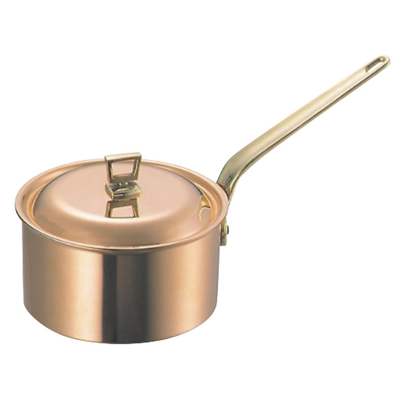 銅片手鍋 深型 蓋付 18cm 1個（ご注文単位1個）【直送品】