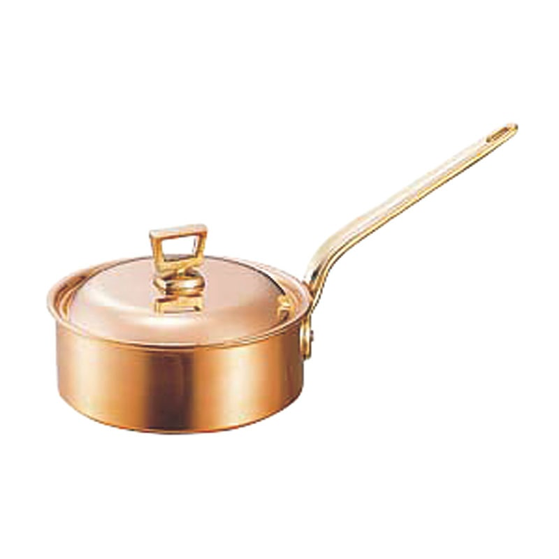 銅片手鍋 浅型 蓋付 21cm 1個（ご注文単位1個）【直送品】