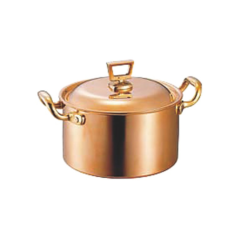 銅両手鍋 深型 蓋付 18cm 1個(ご注文単位1個)【直送品】