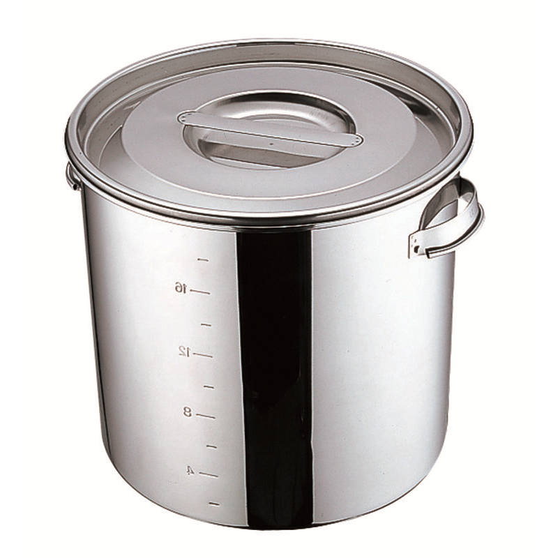 UK 18-8 丸 深型キッチンポット 22cm(8.0L)手付 1個（ご注文単位1個）【直送品】