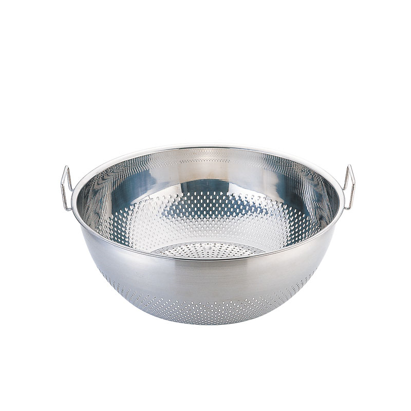 UK 18-8 パンチング手付浅型ザル 55cm 1個（ご注文単位1個）【直送品】