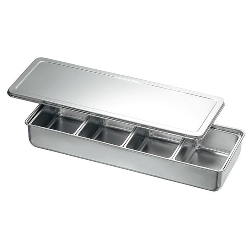 KO 18-8調味料入バット長4ッ組(舟形中子付) 1個（ご注文単位1個）【直送品】