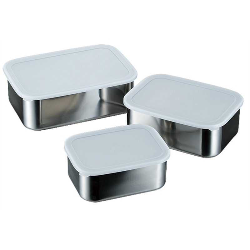 18-8キッチンバット深型密閉式(PE蓋付) 中 1個（ご注文単位1個）【直送品】