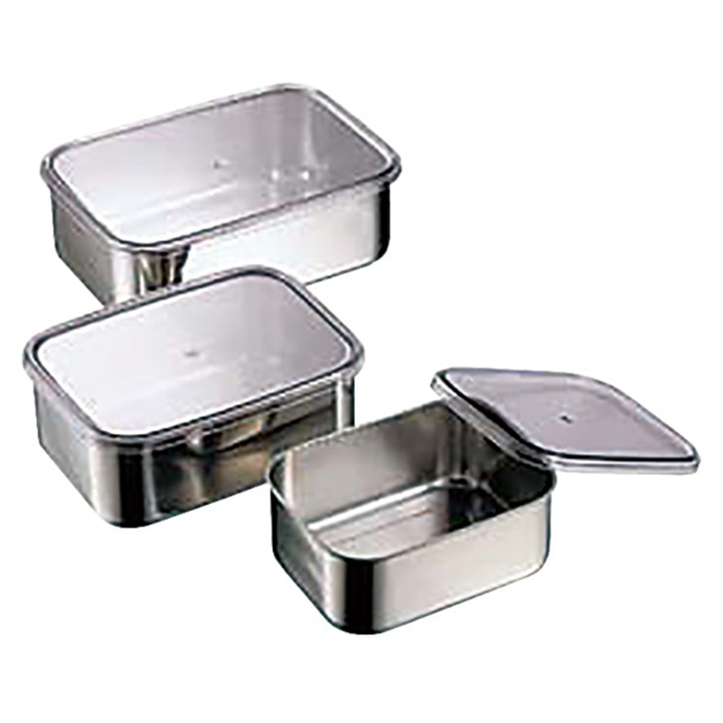 18-8キッチンバット深型 AS樹脂蓋付 中 1個（ご注文単位1個）【直送品】