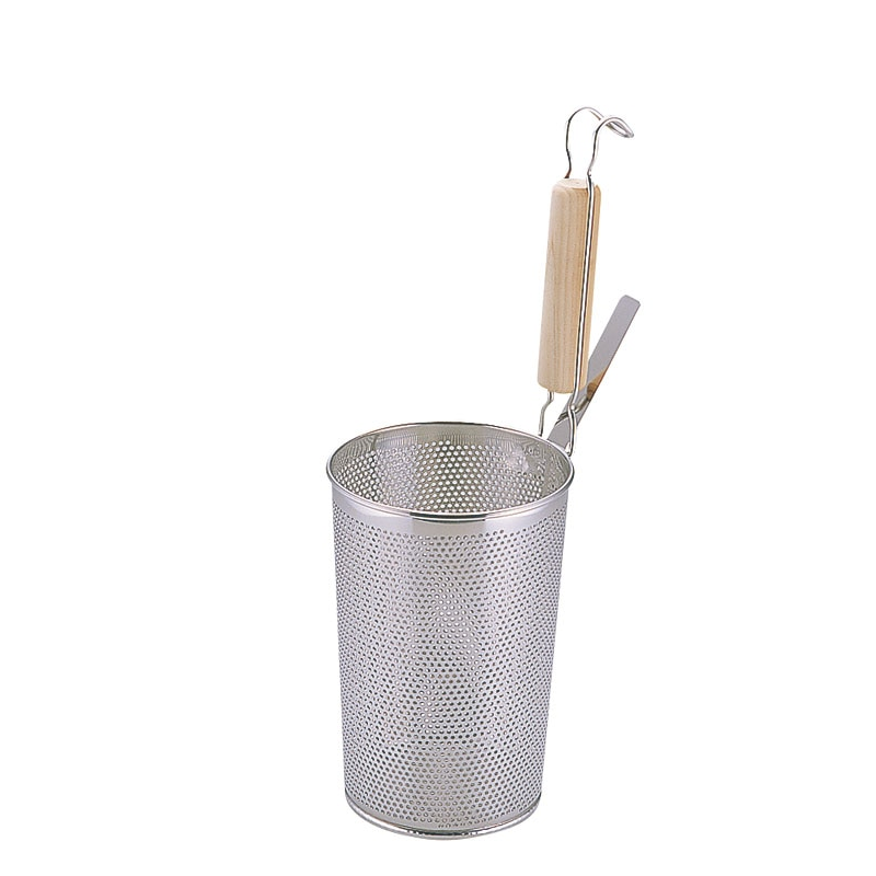 UK18-8パンチング 木柄深型底平煮ざるうどんてぼ 1個（ご注文単位1個）【直送品】