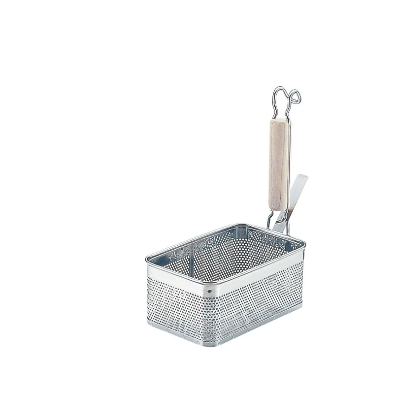 UK18-8木柄パンチング角てぼ 縦型S 1個（ご注文単位1個）【直送品】