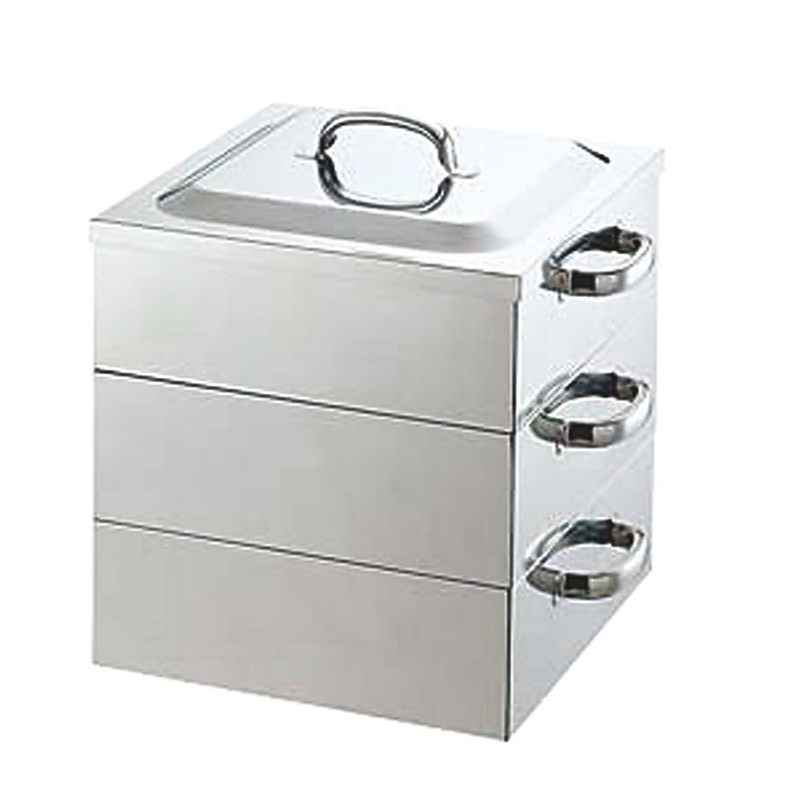 PE 18-8業務用角蒸器 3段33cm 1個（ご注文単位1個）【直送品】