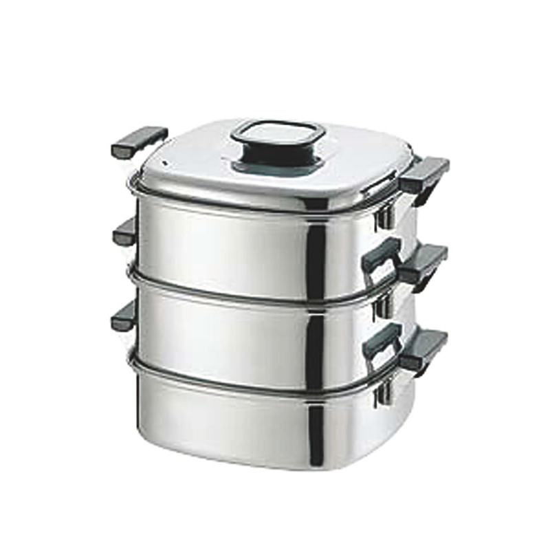 PE 18-0角蒸器 3段24cm 240x240 1個（ご注文単位1個）【直送品】