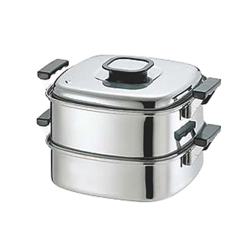 PE 18-0角蒸器 2段 27cm 270x270 1個（ご注文単位1個）【直送品】