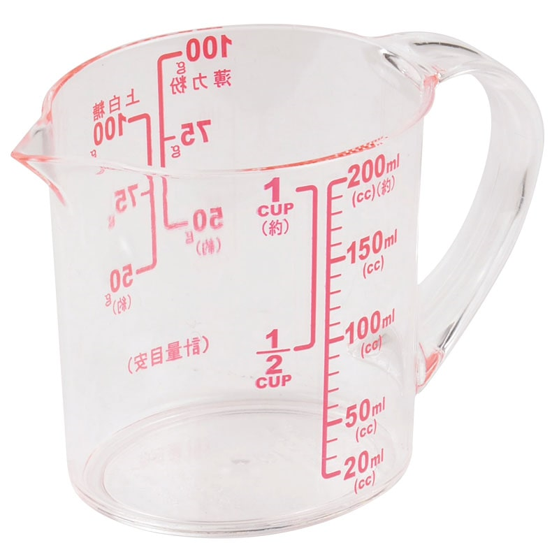 ENJOY KITCHEN大きい目盛耐熱計量カップ200ml C-4741 1個（ご注文単位1個）【直送品】