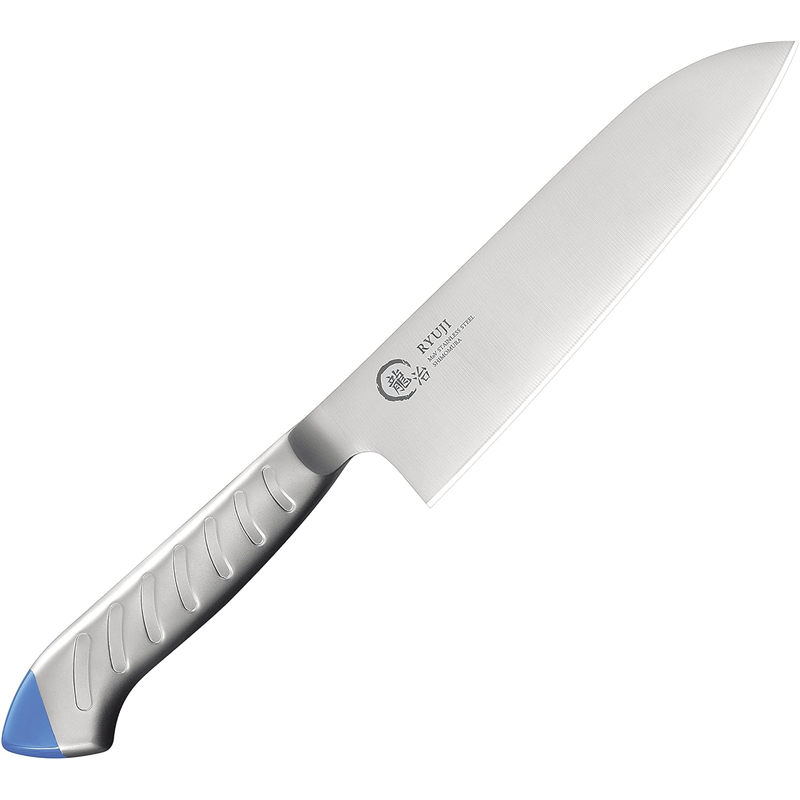 龍治 ステンカラー 三徳 170mm 青 RYS-11BL 1個（ご注文単位1個）【直送品】