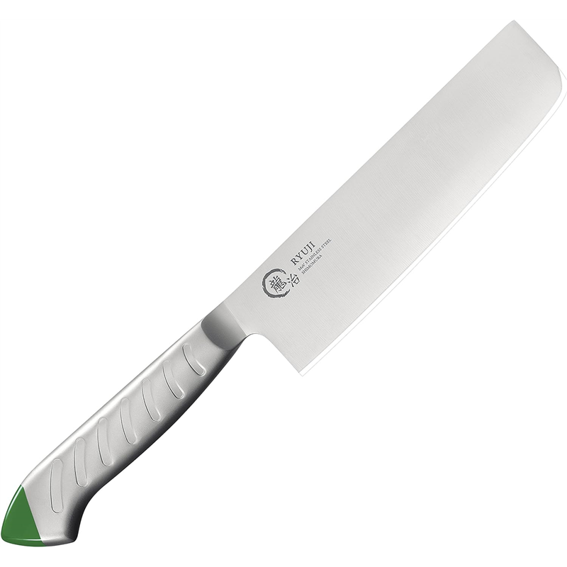 龍治 ステンカラー 菜切 165mm 緑 RYS-12G 1個（ご注文単位1個）【直送品】