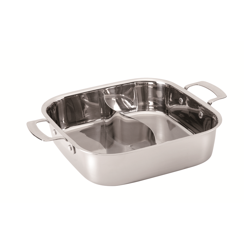 燕舞 IH対応 角型2槽火鍋 30cm ガラス蓋付 1個（ご注文単位1個）【直送品】