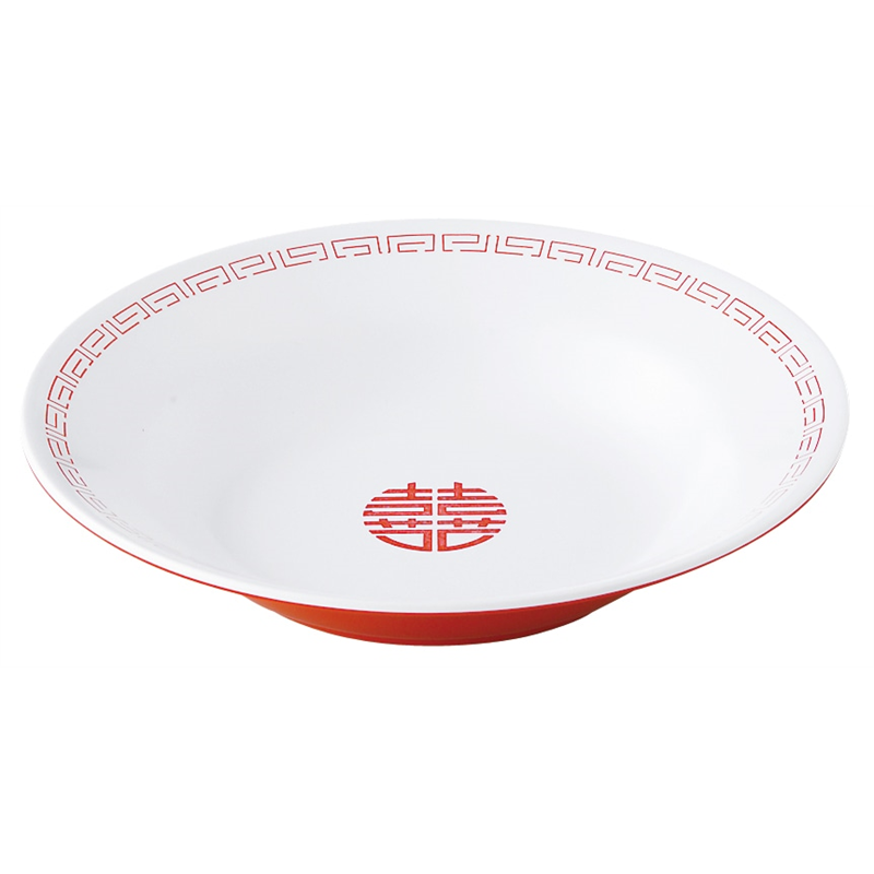 瑞祥 CA-19 新形冷麺皿 白/赤 1個（ご注文単位1個）【直送品】