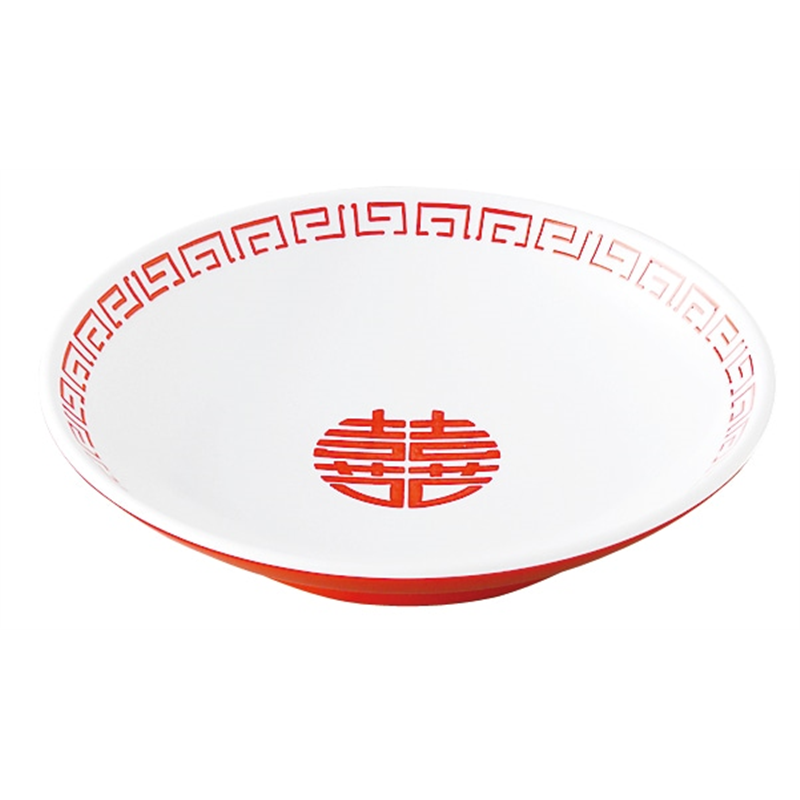 瑞祥 CA-42 中華取皿 白/赤 1個（ご注文単位1個）【直送品】
