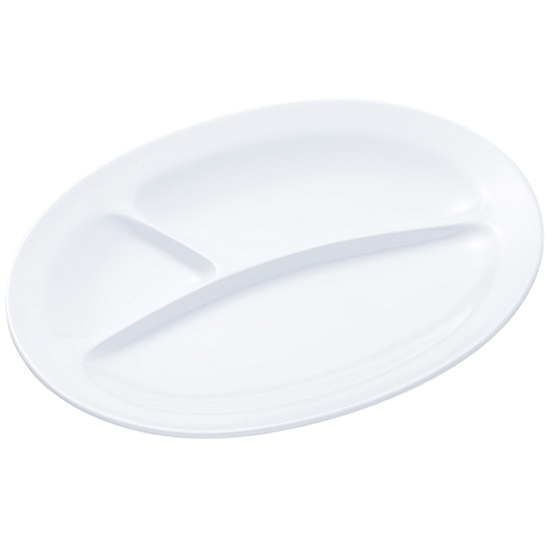 №53W 小判ランチ皿(小)3ツ切 (白) 1個（ご注文単位1個）【直送品】