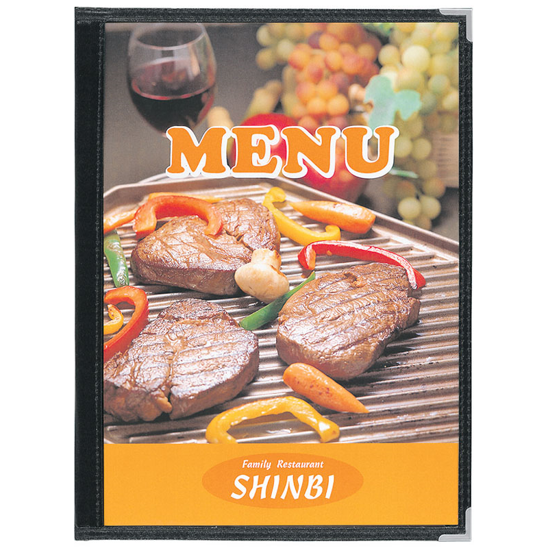 シンビ ABW-7 メニューブック 黒 (A4-4p) 1個（ご注文単位1個）【直送品】