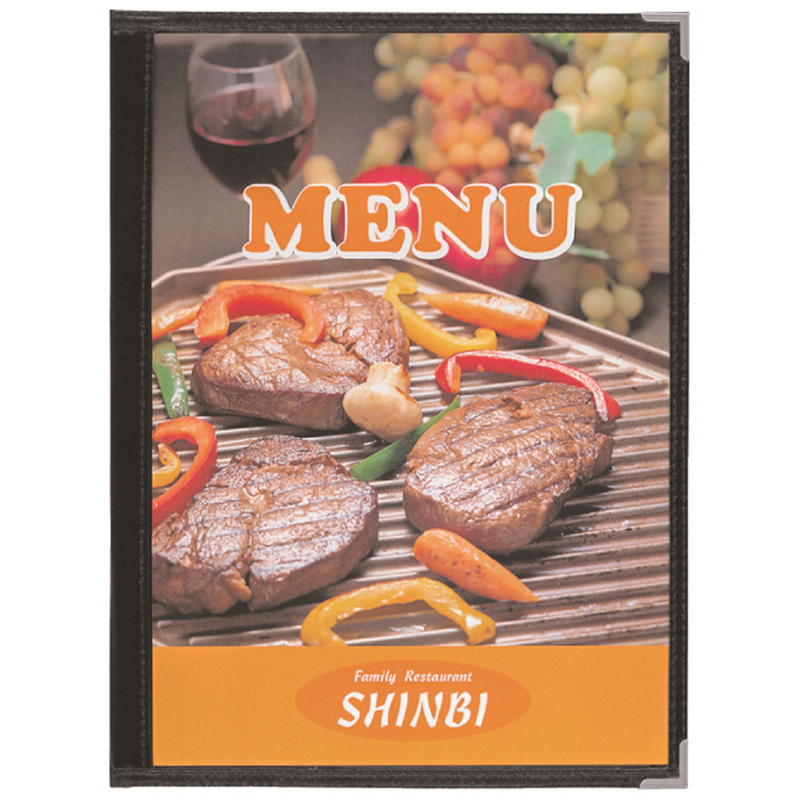 シンビ ABW-9 メニューブック 黒 (A4-8p) 1個（ご注文単位1個）【直送品】