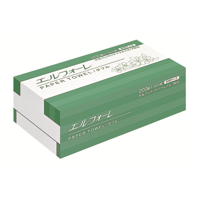 エルフォーレ ペーパータオル W 200組400枚(中判)30束 1個（ご注文単位1個）【直送品】