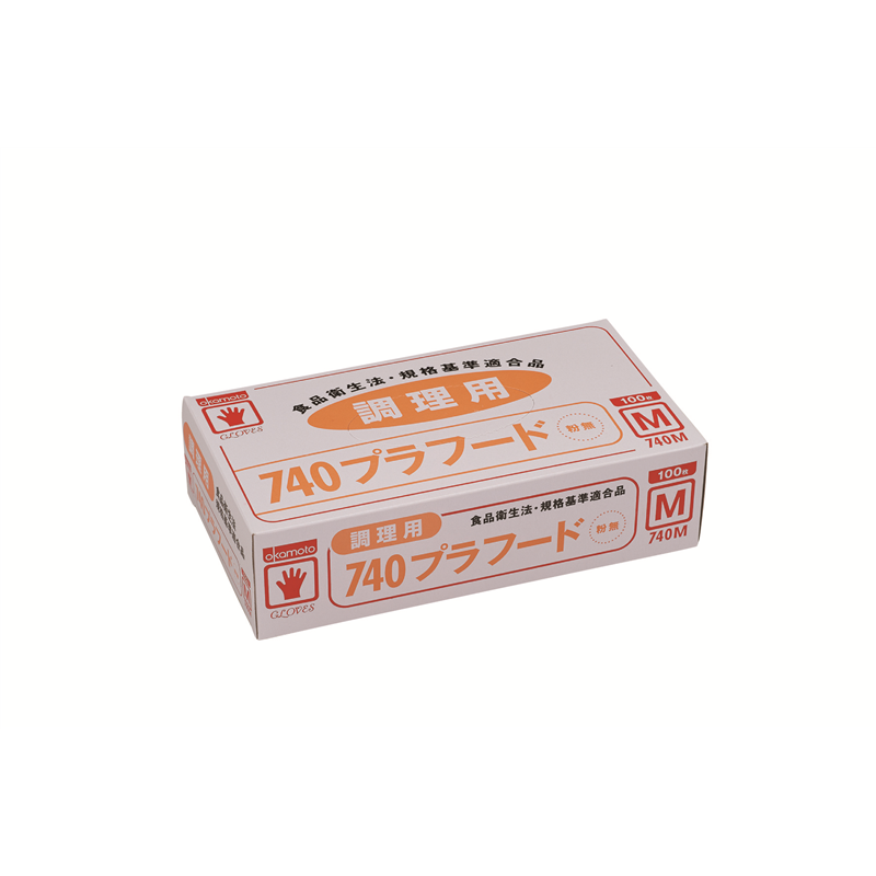 オカモト 手袋 プラフード 粉無 ホワイト 740S 100入 1個（ご注文単位1個）【直送品】