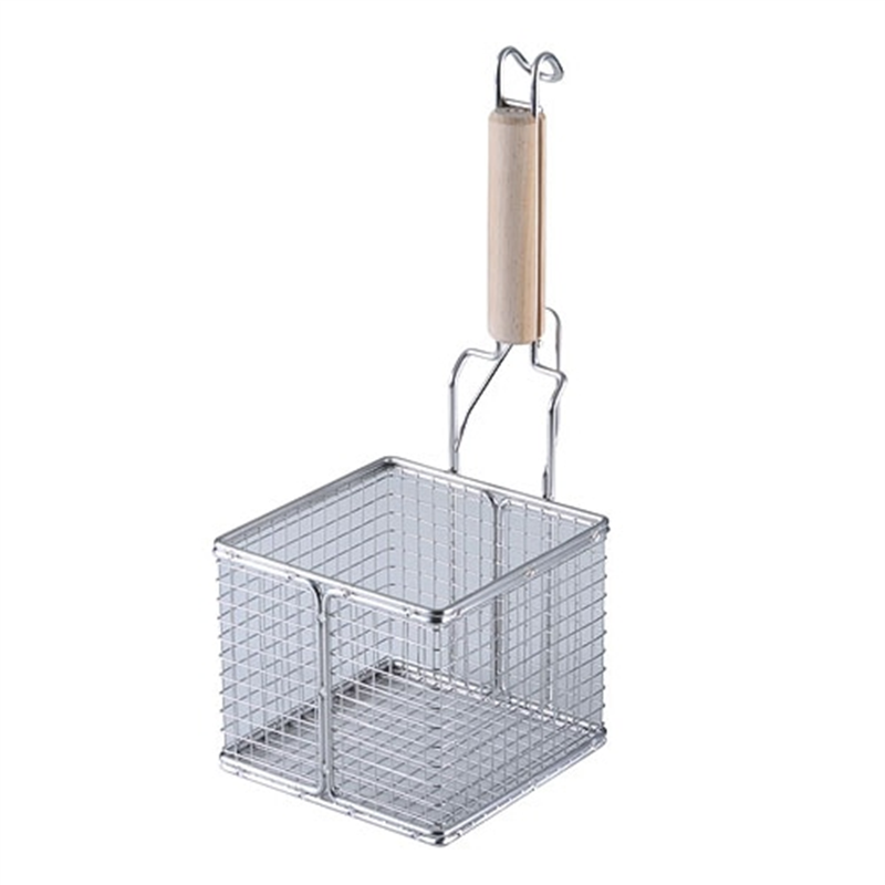 木柄コンパクト角型フライヤー篭（たこから揚げ用） 1個（ご注文単位1個）【直送品】