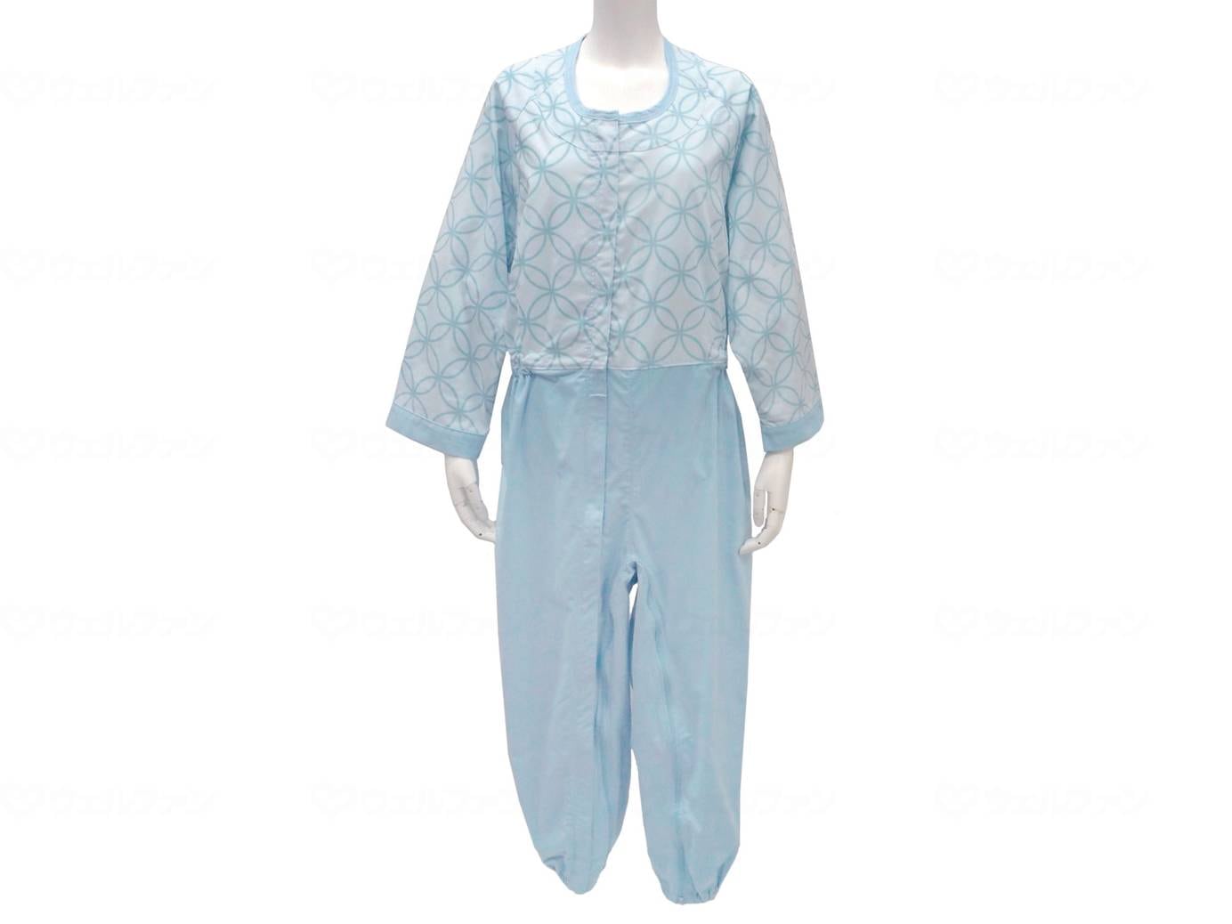 ウェルファン 制菌前開き介護用つなぎ(フルオープン)/ブルー/S 1個（ご注文単位1個）【直送品】