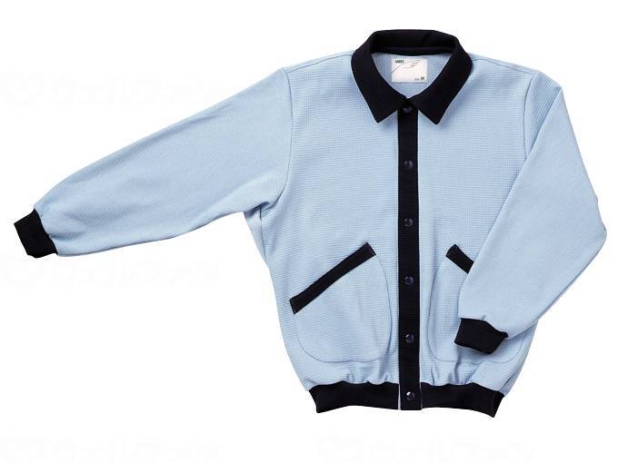 ウェルファン スクエアニット室内着(えり付き前開きタイプ)/サックス/L 1個（ご注文単位1個）【直送品】