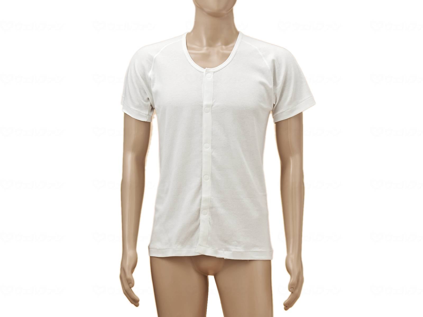 ウェルファン TioTio前開き半袖(ラグラン袖)紳士用/オフホワイト/M 1個（ご注文単位1個）【直送品】