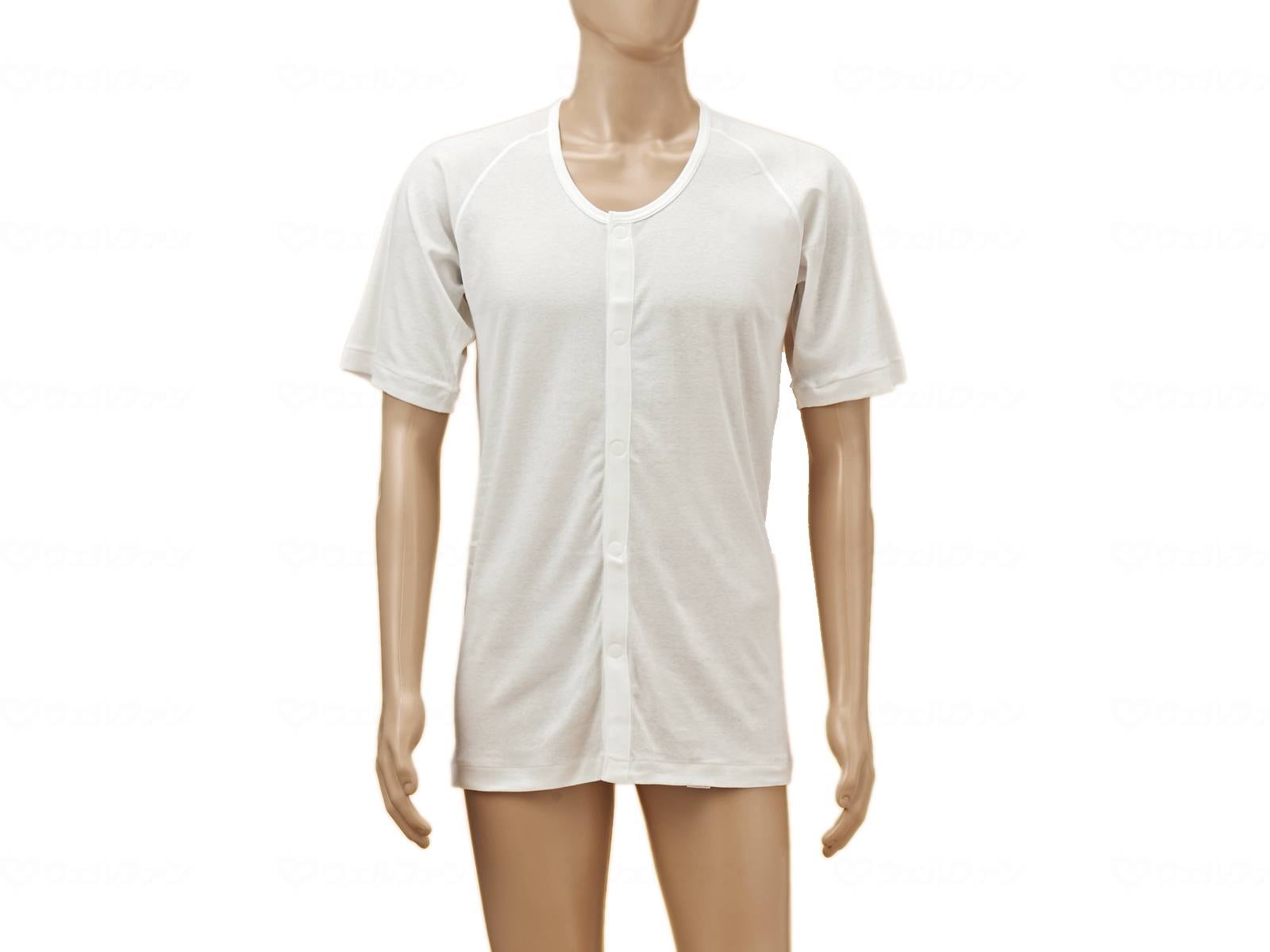 ウェルファン ひば前開き5分袖(ラグラン袖)紳士用/オフホワイト/L 1個（ご注文単位1個）【直送品】