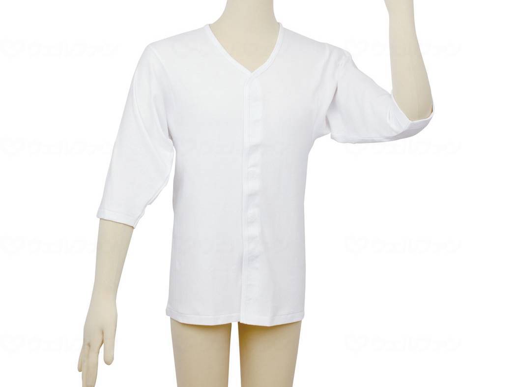 ウェルファン テイコブ ワンタッチ肌着 七分袖 紳士用/ホワイト/LL 1個（ご注文単位1個）【直送品】