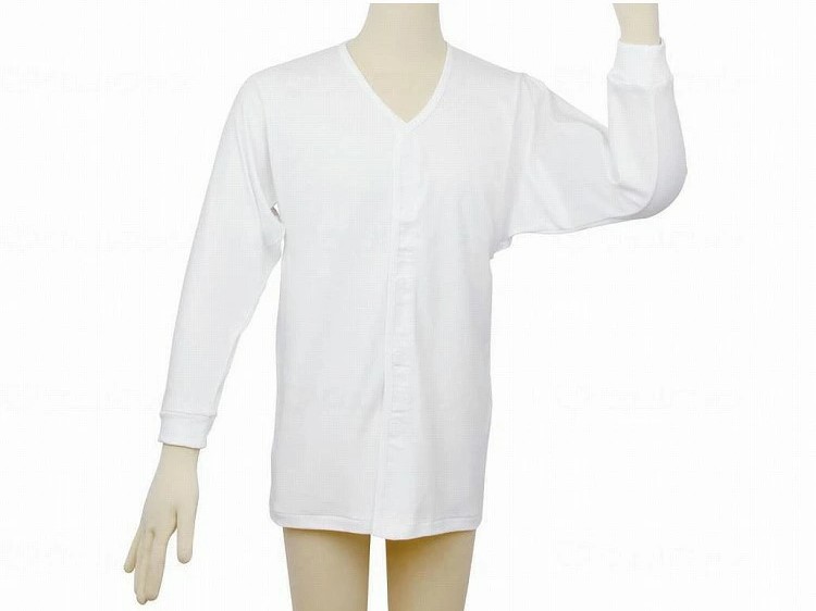 ウェルファン テイコブ ワンタッチ肌着 長袖 紳士用/ホワイト/M 1個（ご注文単位1個）【直送品】