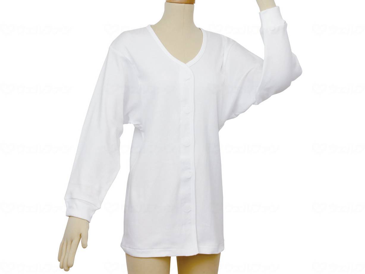 ウェルファン テイコブ ワンタッチ肌着 長袖 婦人用/ホワイト/L 1個（ご注文単位1個）【直送品】