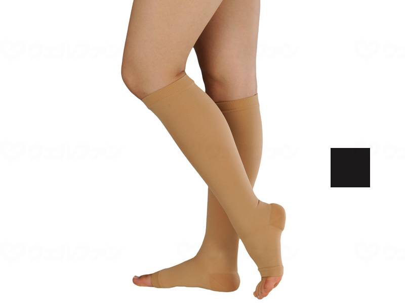 ウェルファン アンシルク・3ハイソックス(つま先なし)/ブラック/LL 1個（ご注文単位1個）【直送品】