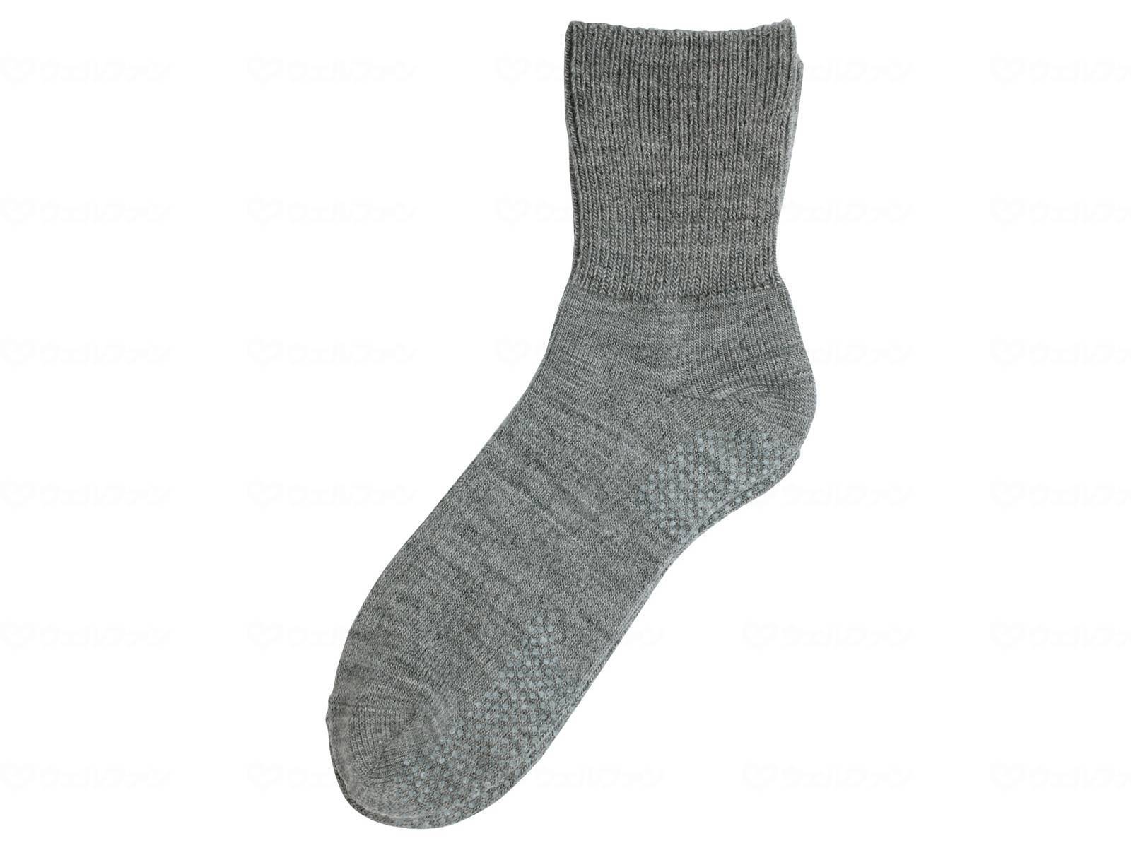 ウェルファン  じんわりあったかくつ下紳士用滑り止め付/グレー 1個（ご注文単位1個）【直送品】