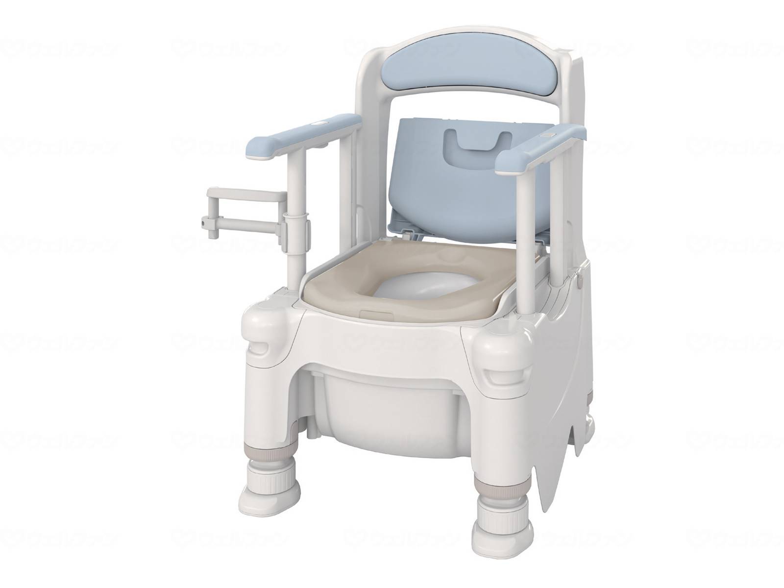 ウェルファン ポータブルトイレFX-30S　らくゾウくん　側方ガードナシ ミストブルー 暖房 1個（ご注文単位1個）【直送品】