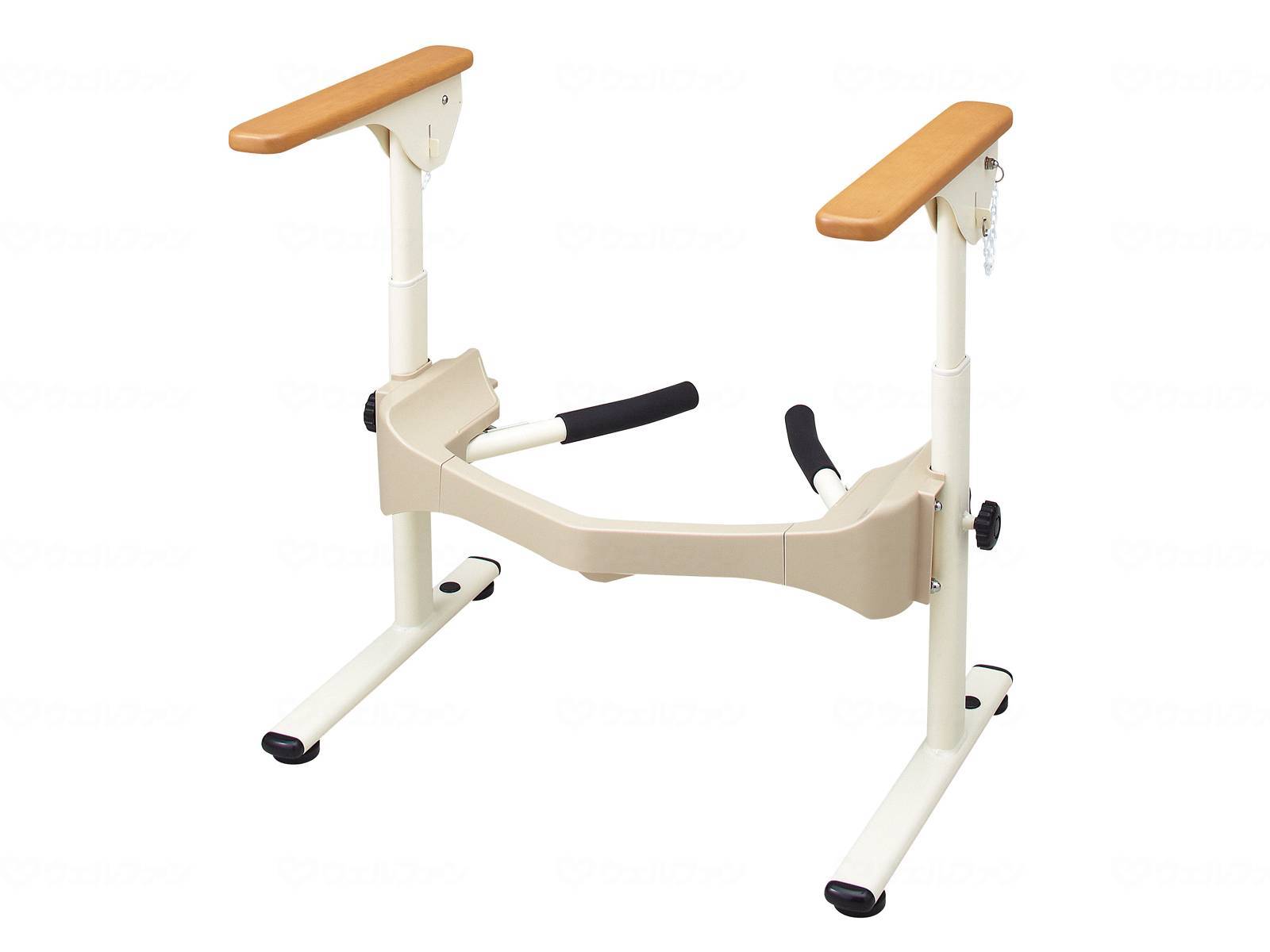 ウェルファン 洋式トイレフレームSUS-はねあげR-2 木製ひじ掛け 1個（ご注文単位1個）【直送品】