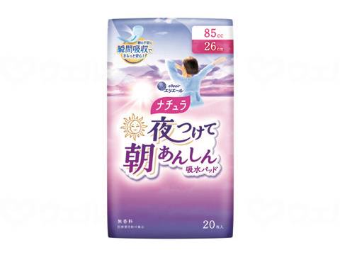ウェルファン ナチュラ 夜つけて朝あんしん吸水パッド/袋/85cc 1個（ご注文単位1個）【直送品】