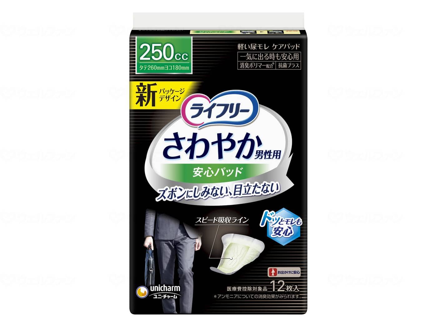 ウェルファン Tさわやかパッド男性用一気に出る時も安心/袋/12枚 1個（ご注文単位1個）【直送品】