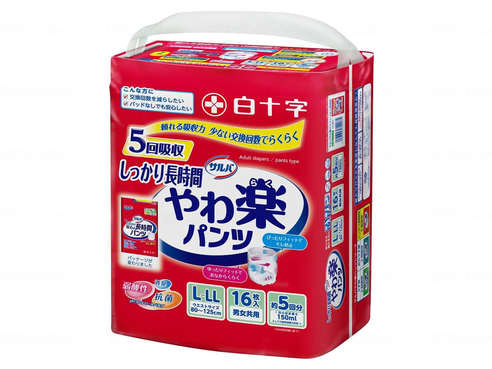 ウェルファン サルバやわ楽パンツ しっかり長時間16枚入り/袋/L-LL 1個（ご注文単位1個）【直送品】