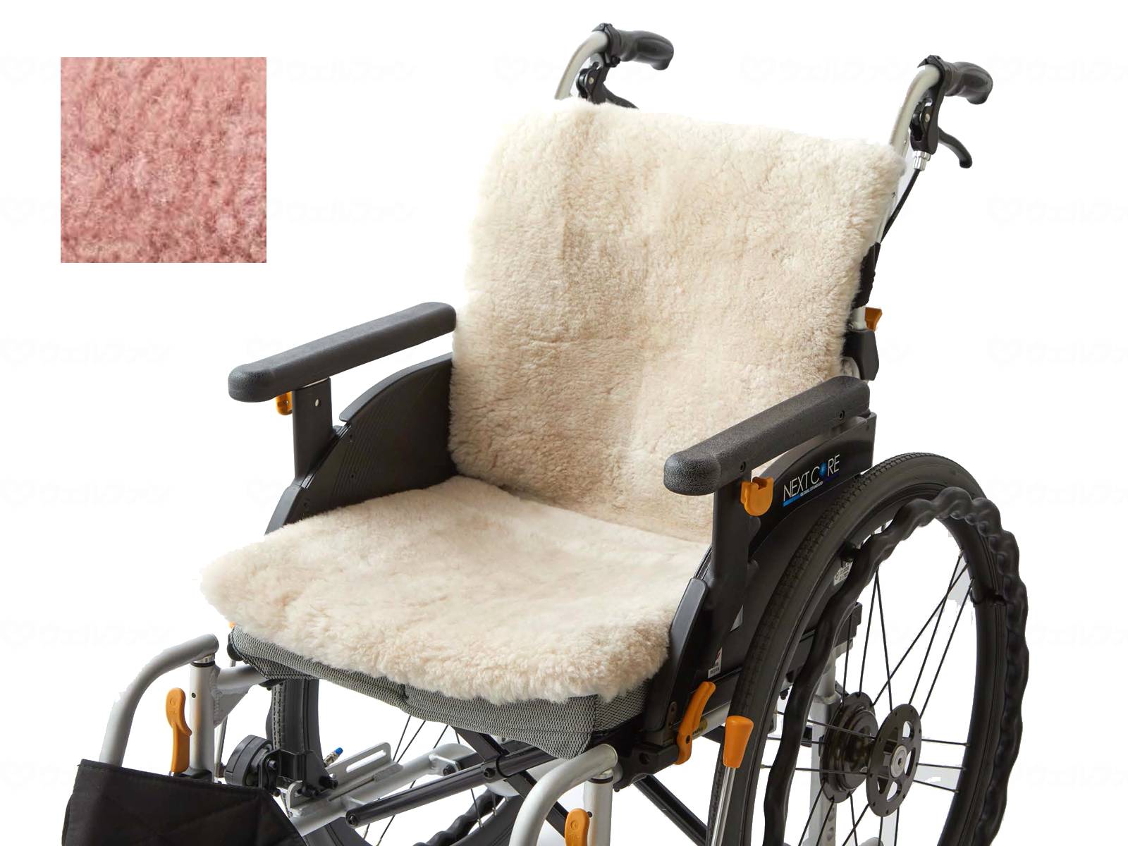 ウェルファン 車椅子ムートンシート ピンク 1個(ご注文単位1個)【直送品】