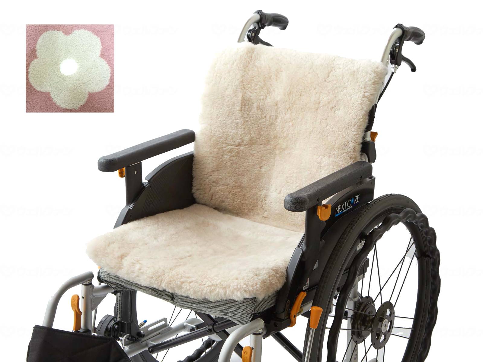 ウェルファン 車椅子ムートンシート モカフラワー 1個(ご注文単位1個)【直送品】