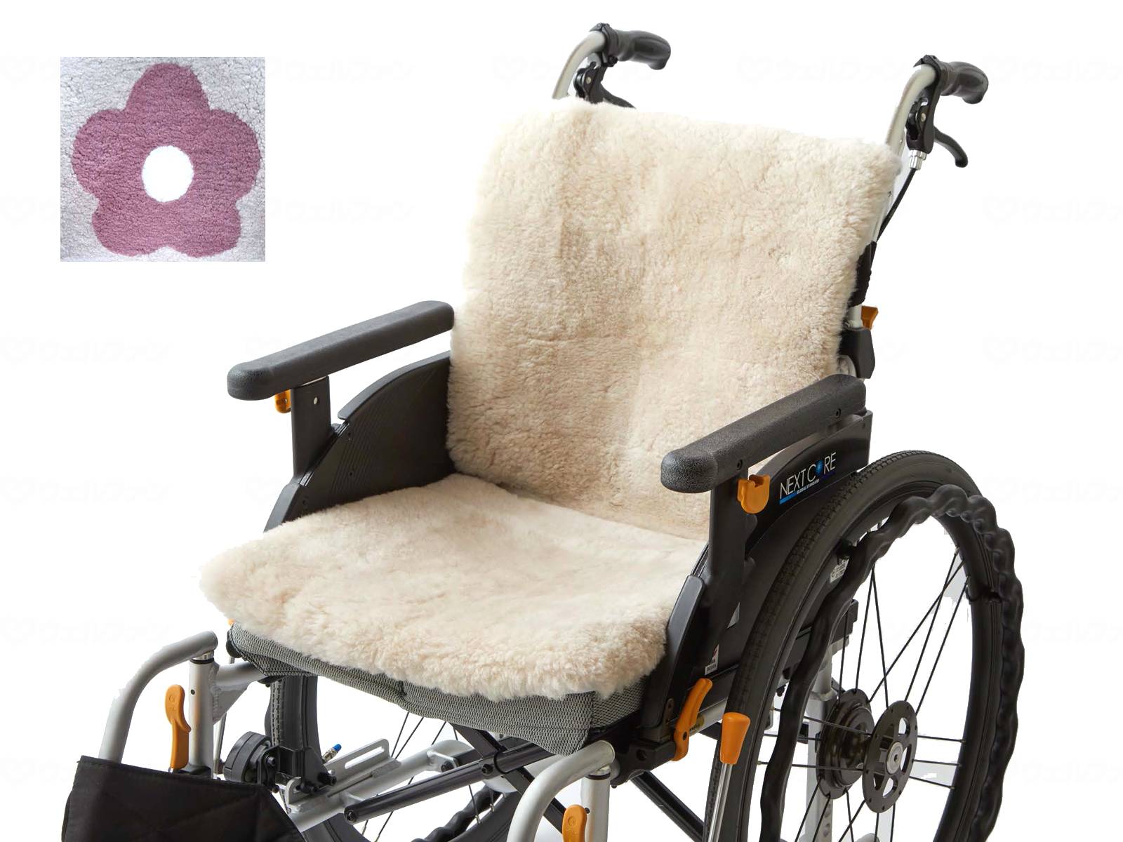 ウェルファン 車椅子ムートンシート ピンクフラワー 1個(ご注文単位1個)【直送品】