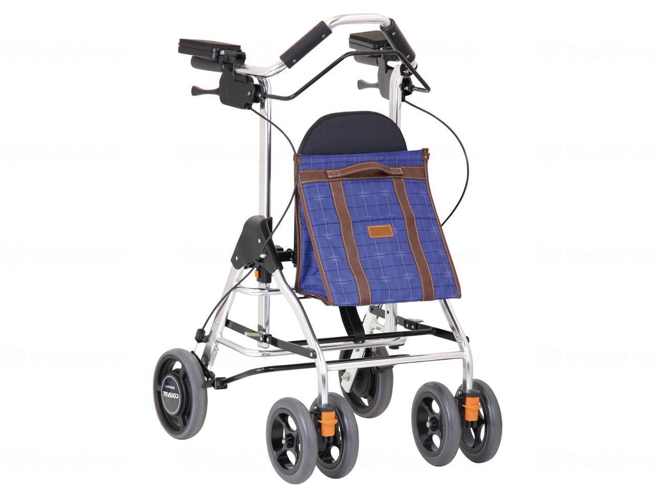 ウェルファン 抑速ブレーキ付歩行車 テイコブ リトルRF/ブルー 1台（ご注文単位1台）【直送品】