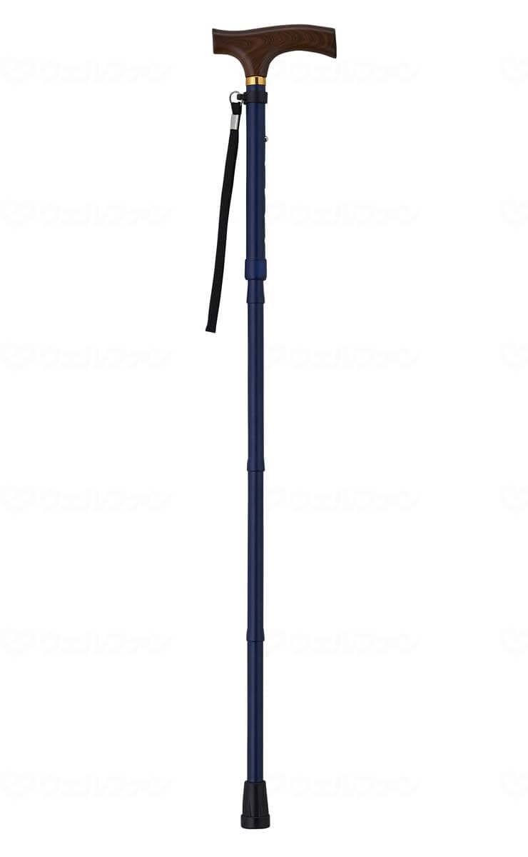 ウェルファン 夢ライフステッキ 折りたたみ伸縮型(スリムタイプ) ネイビー 1個(ご注文単位1個)【直送品】